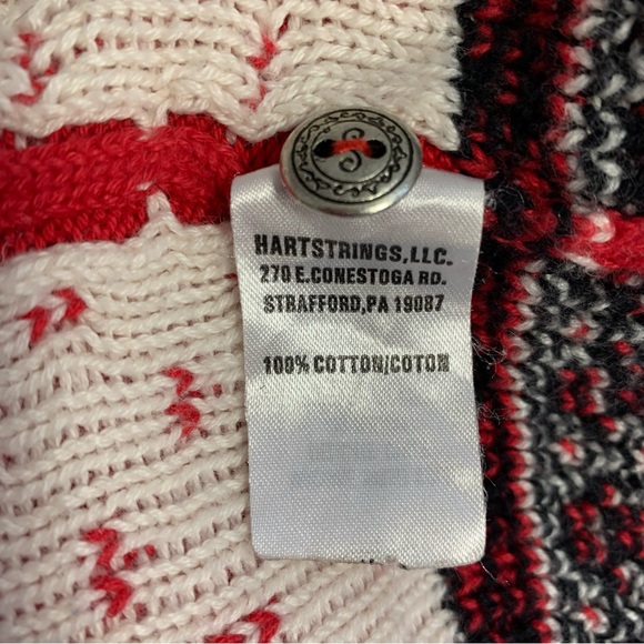 Hartstring 100 percent cotton cardigan red white and black size large - Picture 8 of 9